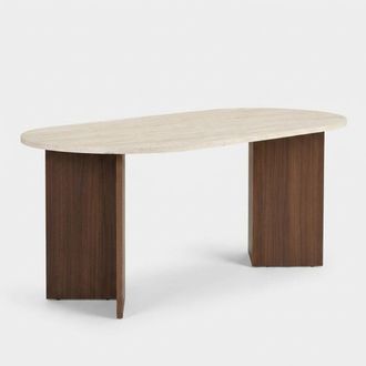 Hanah Home Tavolo Da Pranzo Ovale In Melaminico 180x90 Sablin - Marrone Scuro