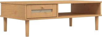 vidaXL Vidaxl - Mesa De Centro Senja Aspecto Rat&aacute;n Madera Marr&oacute;n 100x55x33 Cm