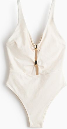 H&M Badeanzug mit wattierten Cups und High Leg - Weiss