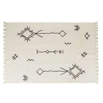 Maisons du monde Alfombra de estilo bereber lana, algod&oacute;n y bamb&uacute; en negro y blanco, 140x200