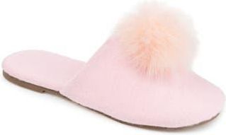 Journee Collection Nightfall Faux Fur Pompom Slipper in Pink at Nordstrom Rack, Size 10