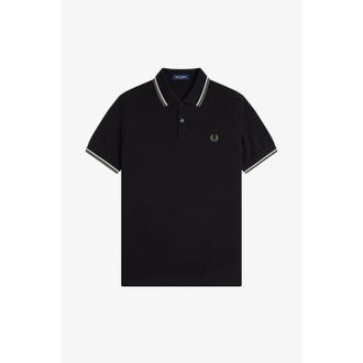 Fred Perry Heren Twin Tip Poloshirt (Zwart)