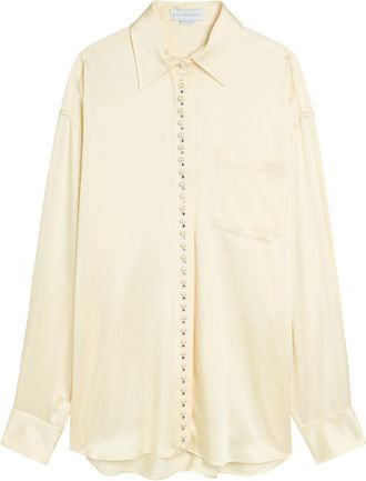 Stella McCartney Stella Mccartney Faux Pearl-embellished Satin Shirt - Cream - 42 (UK10 / S)