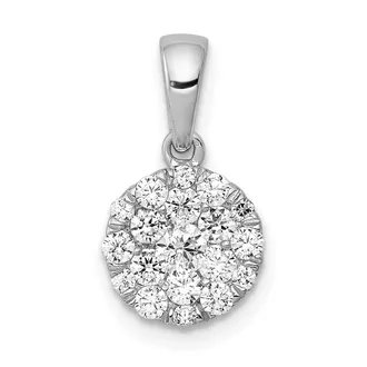 Diamond2Deal 14k White Gold 1/2ct. Diamond Circle Cluster Pendant