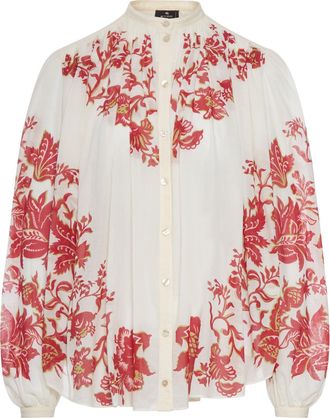 Etro COTTON VOILE BLOUSE WITH FLORAL PRINT - Etro - Woman