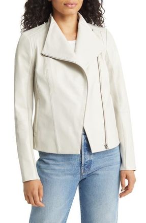 Nordstrom Leather Moto Jacket in Beige Rainy Day at Nordstrom, Size X-Small