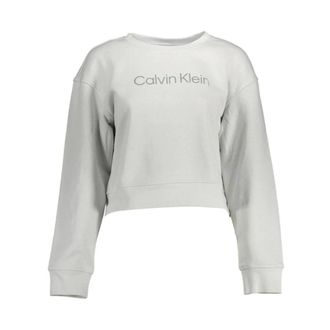 Calvin Klein Sweatshirts, female, Gray, Size: XL Gray Logo Print Crewneck Sweatshirt