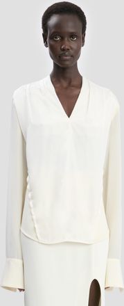 Victoria Beckham V-Neck Top In Ivory - 10 - Womens