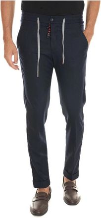 Marco Pescarolo Wollen Joggerbroek - Heren - Slim Fit Broeken - Blauw - 2XL - Wol - Broeken