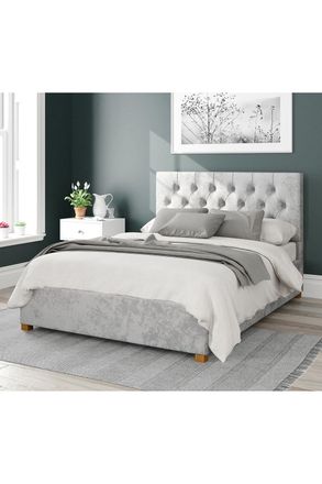 Aspire Home Accents Olivier Upholstered Ottoman Storage Bed, Mirazzi Velvet Fabric in Silver | Size: King
