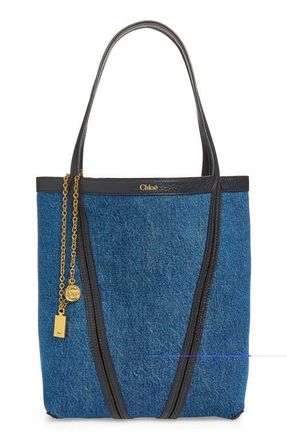 Chlo&eacute; Denim Spin Tote in Ashes Blue at Nordstrom