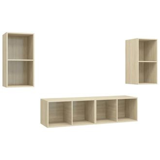 Berkfield Home Wall-mounted TV Cabinets 4 pcs Sonoma Oak Engineered Wood in Light Oak
