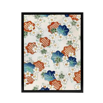Artery8 Vintage Floral Flower Pattern Framed Canvas Wall Art Print Bijutsukai | Size: W24 x H32