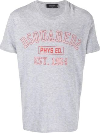 Dsquared2 Lichtgrijze T-shirt met Ronde Hals - Heren - T-shirts - Grijs - XL - Katoen - Tops