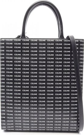 Celine Black White Coated Canvas Leather Handbag Tote Bag (Pre-Owned)