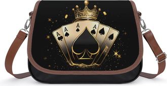 Generic Aces Playing Cards Crossbody Bag Womens Handbag PU Message Bags Shoulder Purse with Adjustable Strap