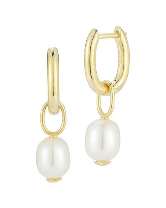 Sphera Milano 14K Over Silver 7Mm Pearl Huggie Hoops