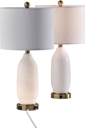 Adesso Freya Set of 2 Table Lamps in Antique Brass White at Nordstrom