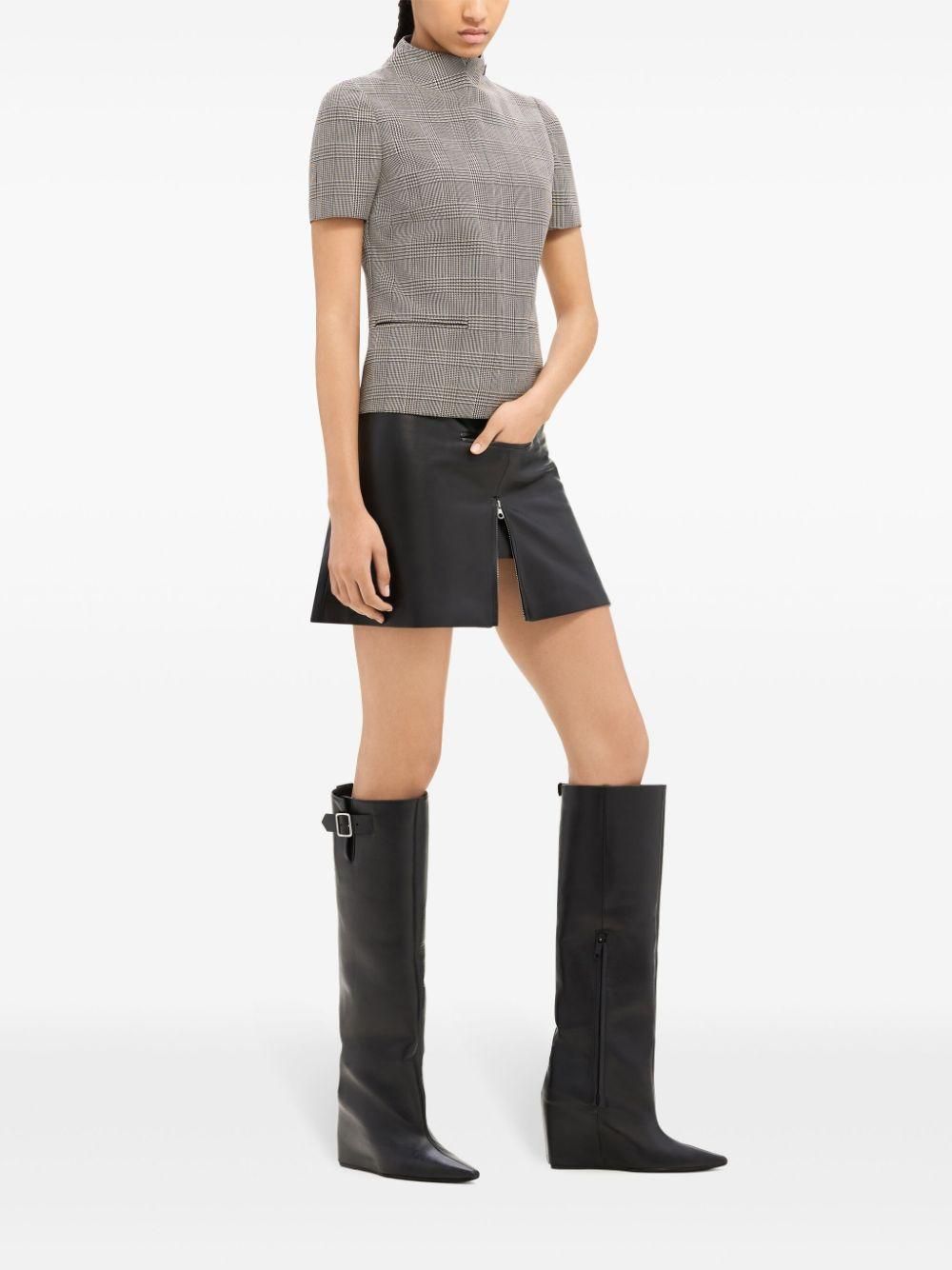 Courrèges Stiefel High-Shine Black Calf Leather Knee-High Boots