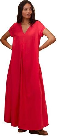 Celtic & Co. Cap Sleeve V-Neck Swing Maxi Dress in Tulip at Nordstrom, Size 10