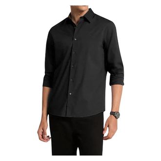 Michael Kors Stretch Katoenen Overhemd - Heren - Casual Overhemden - Zwart - XL - Katoen - Overhemden