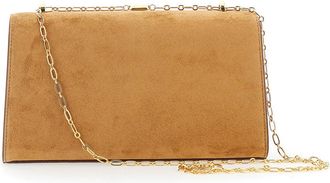 Savette Womens Crossbody Bag Chain Symmetry Brown Suede Shoulder