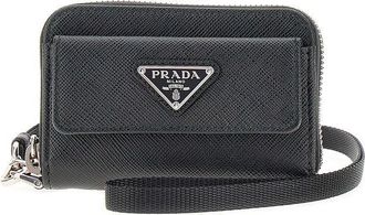 Prada Saffiano leather cardholder pouch with strap Man One Size