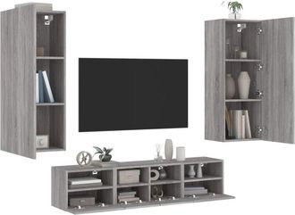 vidaXL Muebles De Tv De Pared 5 Pzas Madera De Ingenier&iacute;a Gris Sonoma Vidaxl