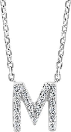 Effy Sterling Silver Pavé Diamond Initial Pendant Necklace - 0.14 ctw. in White-M at Nordstrom Rack