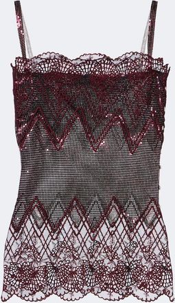 Paco Rabanne Lace-trimmed chainmail top