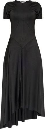 Victoria Beckham asymmetric-hem midi dress - women - Polyester/Elastane - 12 - Black
