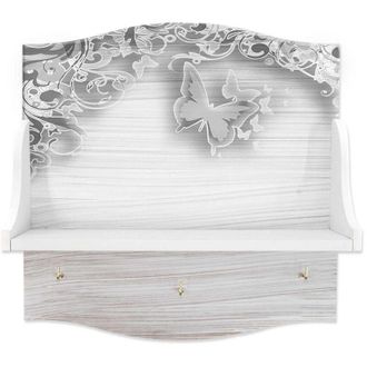 Trade Shop Trade Shop - Mensola Portabarattoli White Butterfly Organizer Utensili Cucina Legno Multiuso