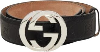 Gucci Pre-owned Vintage Riem - Dames - Vintage Accessoires - Zwart - ONE Size - Leer - Vintage