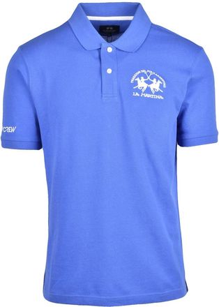 La Martina Blue Embroidered Cotton Polo Shirt