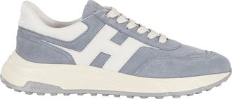Hogan Denim Blue Hyperlight Laced Embossed-H Leather Sneakers