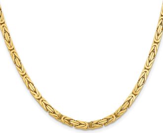 Diamond2Deal 14k Yellow Gold 4mm Byzantine Chain Necklace