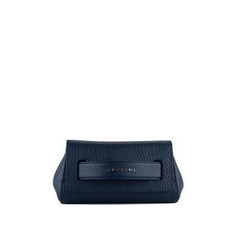 Orciani Gossip Soft Navy Grained Leather Clutch