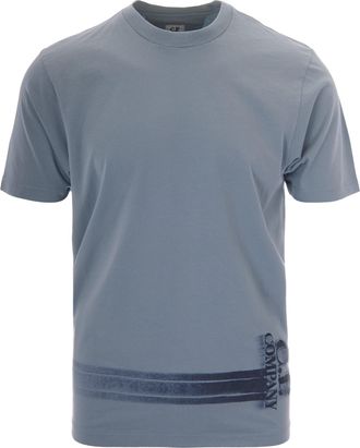 C.P. Company Silver Blue Bottom Logo Cotton T-Shirt