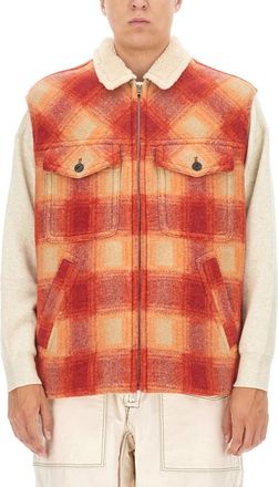 Isabel Marant Orange Plaid Shirt Collar Jacket