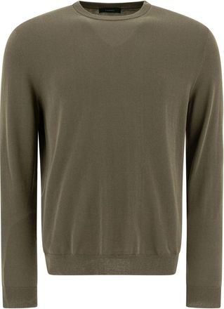 Zanone Groene Gebreide Kleding voor Mannen Ss 25 - Heren - Ronde hals truien - Groen - XL - Katoen - Truien & Vesten