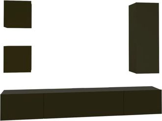 vidaXL Vidaxl - Set De Muebles Para Tv 5 Piezas Madera Contrachapada Negro