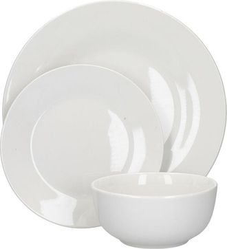 Mikasa Juego De Vajilla Alexis, Platos Y Tazones De Estilo Minimalista De Porcelana Blanca, 12 Piezas (mkalexis12pc)