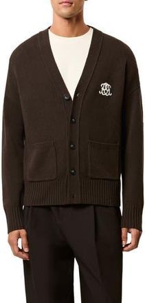Reiss Morris Embroidered Wool Cardigan in Brown at Nordstrom Rack, Size X-Large