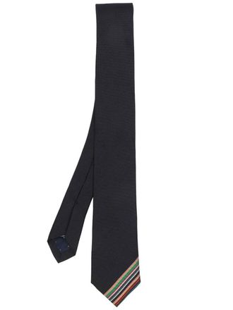 Paul Smith stripe-detail silk tie - Black