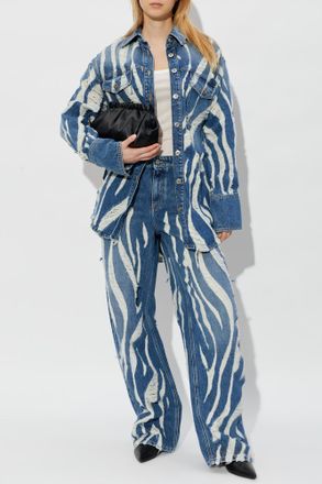 Blumarine Jeans With Vintage Effect, Womens, Navy Blue