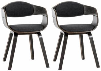 Clp Clp - Set De 2 Sillas De Comedor Kingston De Tela Y Madera Gris/gris Oscuro