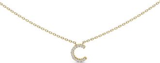House of Brilliance 10K Yellow Gold Diamond Accent A-Z Block Initial Pendant Necklace in Yellow Gold | C at Nordstrom