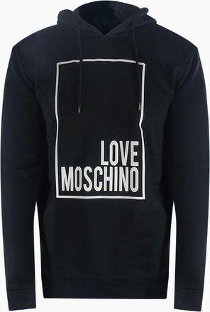 Love Moschino Mens Love Moschino Box Logo Black Hoodie - Size: 44