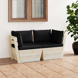 vidaXL Sof&aacute; De Palets De Jard&iacute;n 2 Plazas Con Cojines Madera De Abeto Vidaxl