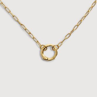 Monica Vinader Gold Oval Link Chain Charm Necklace